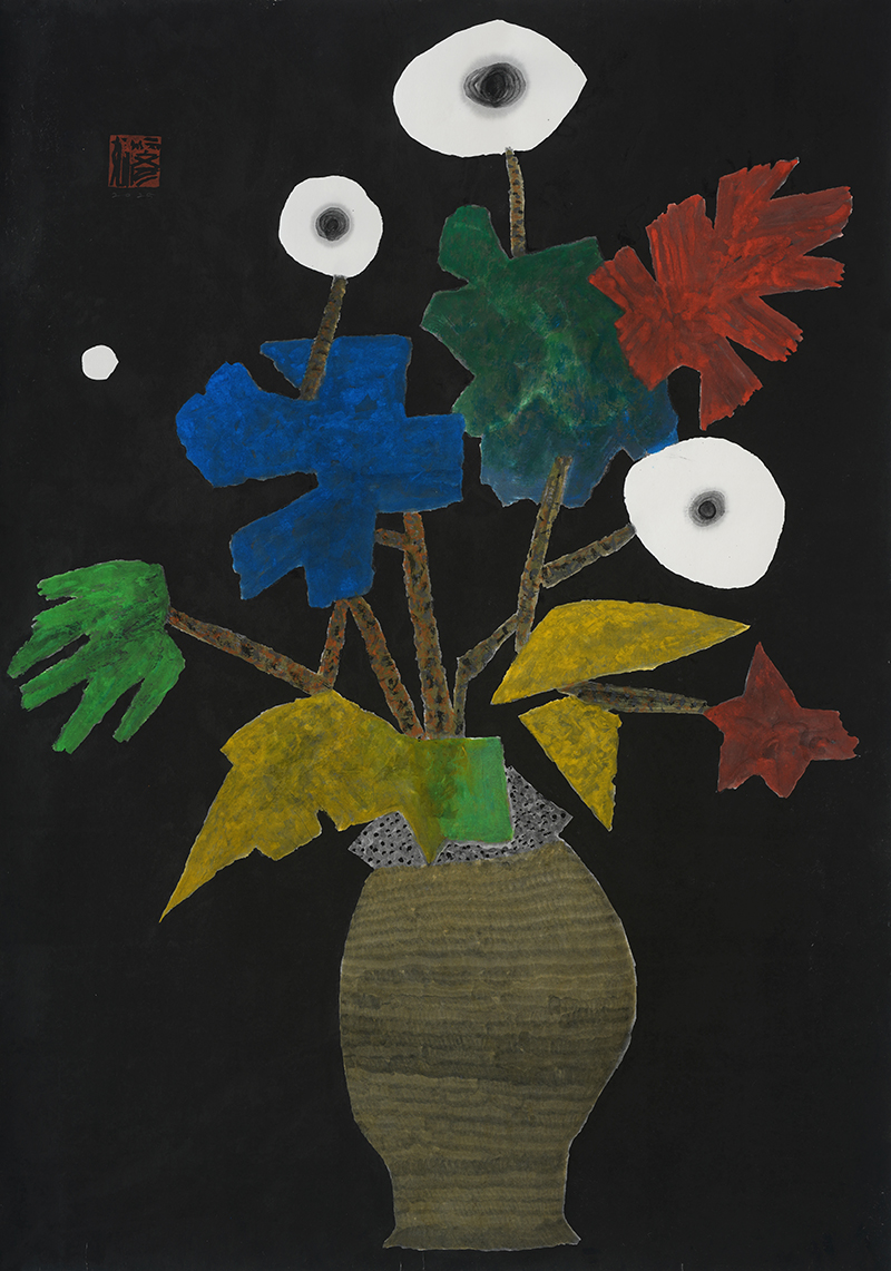 Jang Byeong Eun · Eastbrush · 张炳彥 · black_flower_049 · mixed_media_on_paper · 1189mm_x_841mm · 2025